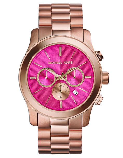 michael kors rose gold and pink watch|rose gold watch with numbers.